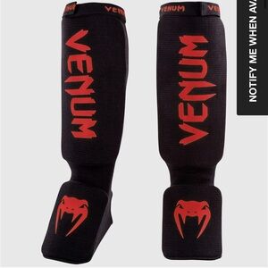 Venum Kontact Shin Guards Pads Black/Red Size UNIQUE New